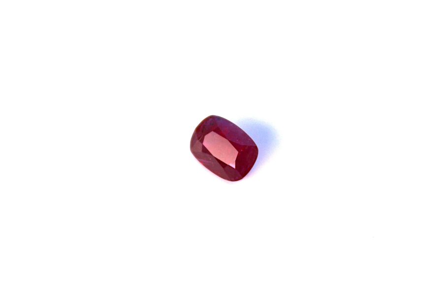 Cushion-cut purplish red natural Ruby