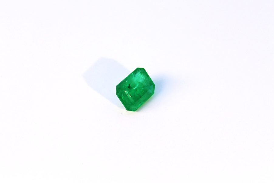 Medium Green Emerald in emerald cut